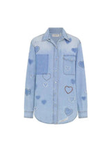 Everyday Denim Shirt Studded Blue Heart