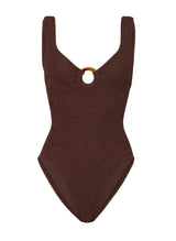 Celine Classic Covered Hoop One Piece Metallic Chocolate