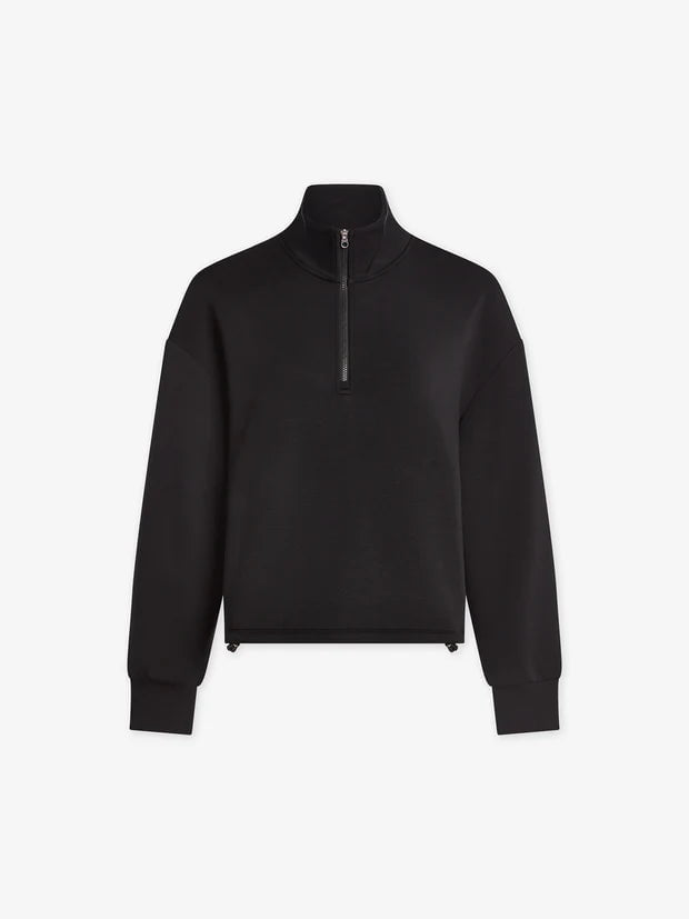 Sian Cropped Half Zip Sweater Midlayer Black APOELLA