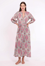 Azurite Long Sleeve Maxi Dress Ikat Sorbet