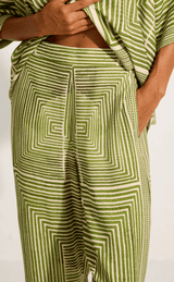 - Back Elastic Waistband Pants Labyrinth Apoella