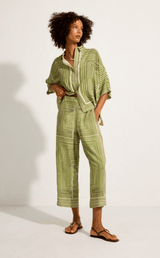 - Back Elastic Waistband Pants Labyrinth Apoella