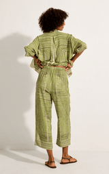 - Back Elastic Waistband Pants Labyrinth Apoella