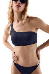 Bikini Kiohne Spaces/Keira One Shoulder Bikini Navy Blue Sparkle Apoella