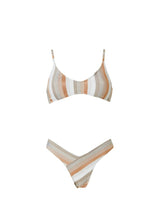 Bikini Stefania Frangista Astrid Athletic Bikini Jacquard Stripe Metallic White Apoella