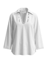 Blouses Ancient Kallos Schinousa Cut Embroidered Top White Apoella