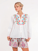 Blouses Nimo With Love Catnep Long Sleeve Top White/Sorbet Bird Embroidery Apoella