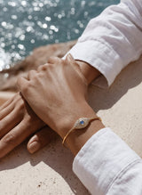 Bracelets ASTRA Large Oval Evil Eye Bracelet Gold-White-Sky O/S Apoella