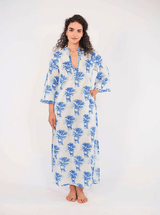 Blue Opal Long Sleeve Caftan Zebra
