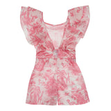 Caftans Marie Raxevsky Ruffle Sleeves Playsuit Jungle Pink 4y / Jungle Pink Apoella