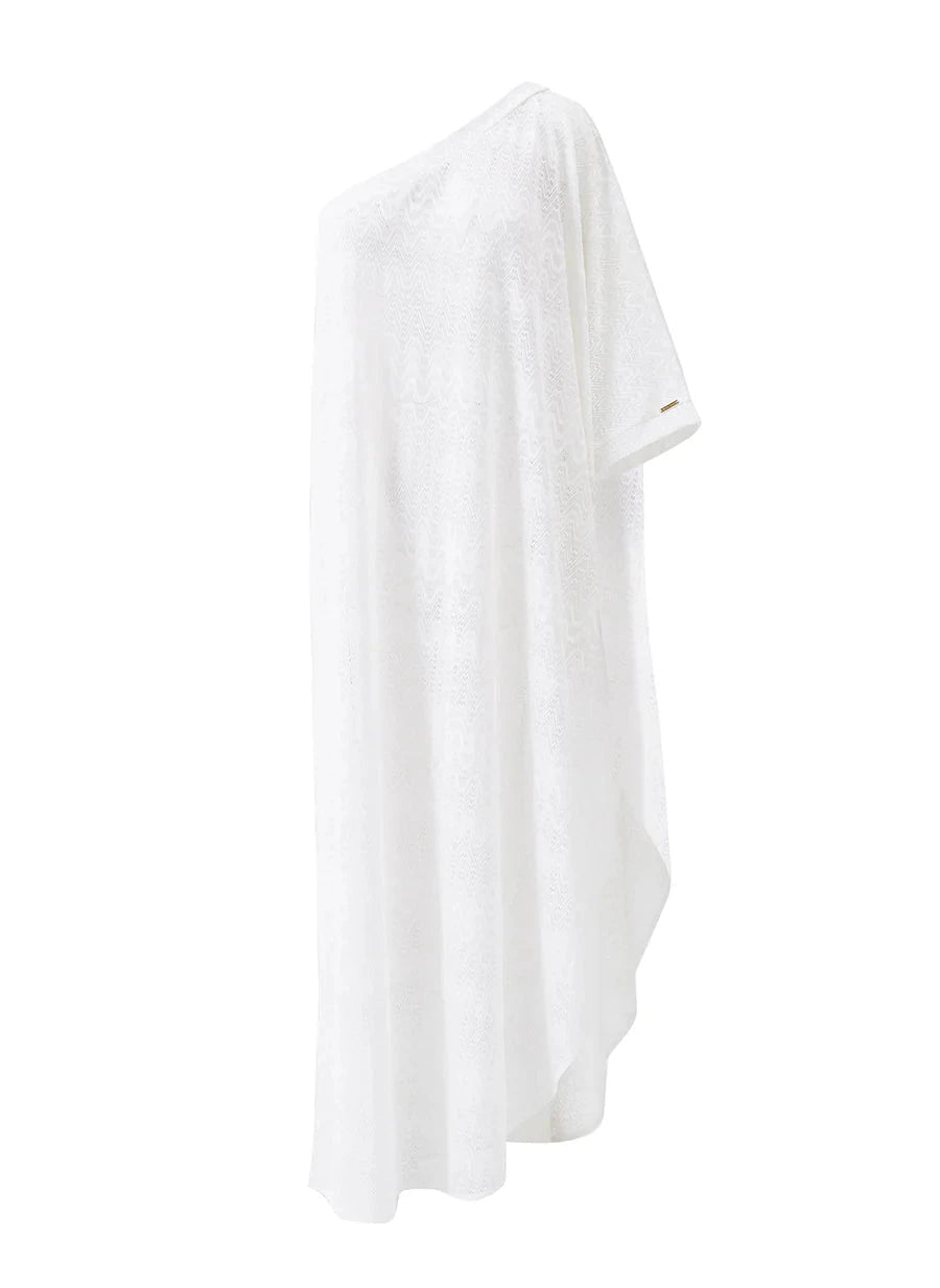 open lace back dress Savanna One Shoulder Knit Caftan White – APOELLA