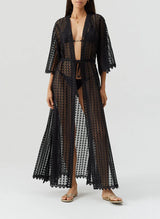 Caftans Melissa Odabash Tali Open Front Knit Caftan Black Apoella