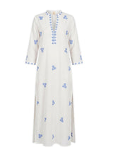 Caftans Nimo With Love Sapphire Long Sleeve Caftan White/Blue Shells Embroidery M / White Apoella