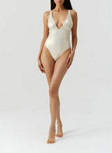 Caribbean V Neck One Piece Gold