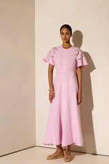 Dresses Ancient Kallos Iphigenia Cut Embroidered Midi Dress Lilac S / Lilac Apoella