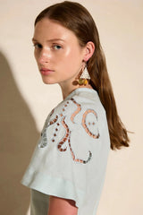 Dresses Ancient Kallos Iphigenia Cut Embroidered Midi Dress Pistachio S / Pistachio Apoella