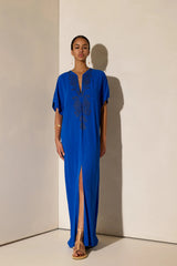 Dresses Ancient Kallos Lahour Embroidered Caftan Greek Blue S/M / Blue Apoella