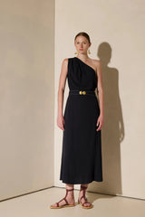 Dresses Ancient Kallos Porpes One Shoulder Midi Dress Navy Blue S / Navy Blue Apoella