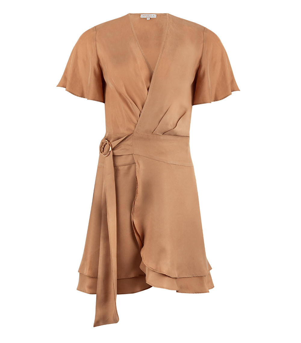 Amanda Short Wrap Dress Nude | Apoella – APOELLA