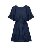 Dresses Apoella Amaryllis Linen Ruffle Mini Dress Denim Apoella