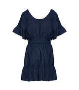 Dresses Apoella Amaryllis Linen Ruffle Mini Dress Denim Apoella