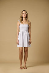 Dresses APOELLA Areti Smocked Strap Mini Dress Striped White Apoella