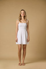 Dresses APOELLA Areti Smocked Strap Mini Dress Striped White Apoella
