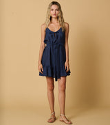 Dresses Apoella Ariadne Linen Strap Mini Frill Dress Denim Apoella