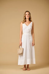 Dresses APOELLA Evy Cut Out Linen Long Dress White Apoella