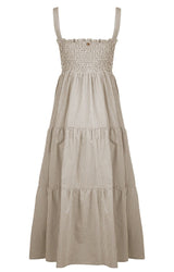 Dresses Apoella Helen Smocked Midi Dress Striped Khaki Apoella