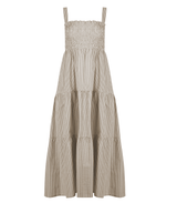 Dresses Apoella Helen Smocked Midi Dress Striped Khaki Apoella