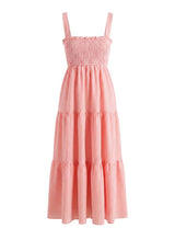 Dresses APOELLA Helen Smocked Midi Dress Striped Peach Pink Apoella