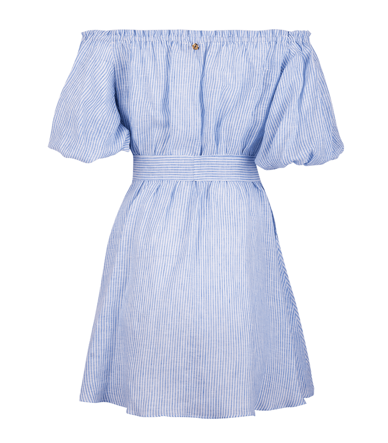 Dresses Apoella Leto Linen Puff Sleeve Short Dress Striped Apoella