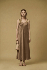 Dresses APOELLA Sara Round Neck Long Dress Bronze Apoella