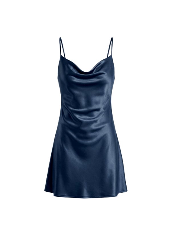 Navy Slip Mini Dress Linen Slip Dress-Navy  Fame Off Central