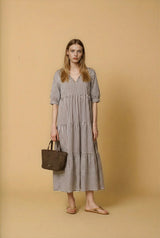 Dresses APOELLA Urania Long Dress Choco/White Stripes Apoella