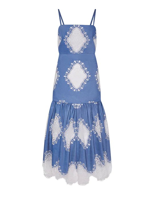 Dresses Borgo De Nor Cordiela Strap Maxi Dress Denim/Ivory 10UK / Blue Apoella