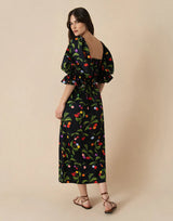 Dresses Borgo De Nor Viona Off-shoulder Cotton Long Dress Cherry Black Apoella