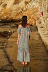 Dresses Evi Grintela Ira Off Shoulder Maxi Dress Blue/Red/White Stripes Apoella