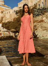 Dresses Evi Grintela Teresa Stripe Midi Sleeveless Dress Orange/White Stripes Apoella