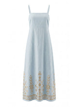 Dresses Greek Archaic Kori Ios Strap Long Dress Ciel/Gold Apoella