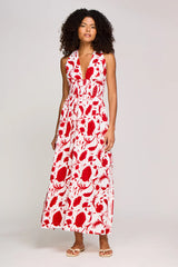 Dresses Heidi Klein Evia Cross Back Maxi Dress Beachwear Floral White/Red Apoella