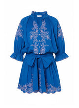 Dresses Juliet Dunn Blouson Dress W.Floral Embroidery Royal Blue/Candy 2 / Blue Apoella
