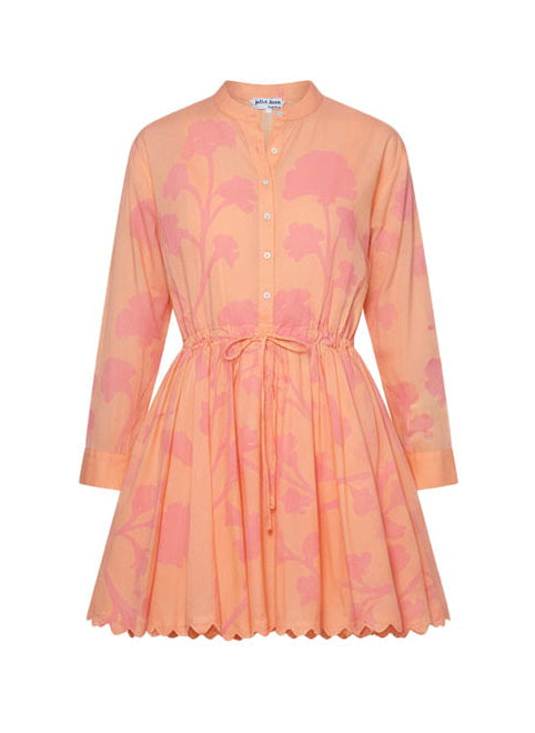 strapless open back dress Long Sleeve Beach Dress Majorelle Print Peach Pink – APOELLA