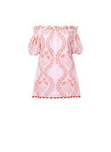 Dresses Juliet Dunn Off-shoulder Mini Dress Ginkgo Block Print & Ric Rac Pale Pink/Red Apoella