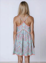 Dresses Juliet Dunn Racer Back Dress Ditzy Print Aqua/Neon Red Apoella