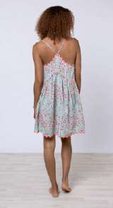 Dresses Juliet Dunn Racer Back Dress Ditzy Print W Ric Rac Aqua/neon Red Apoella