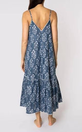 Dresses Juliet Dunn Small Flower Block Print V-neck Long Dress W. Lurex Stripes Midnight/silver Apoella