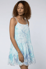 Dresses Juliet Dunn Spiral Tie Dye Strappy Mini Dress Mirrors Turquoise Apoella