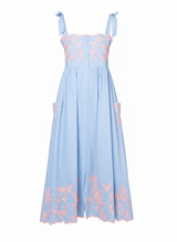 Dresses Juliet Dunn Tie Shoulder Dress With Butterfly Embroidery Blue/Neon Pink Apoella